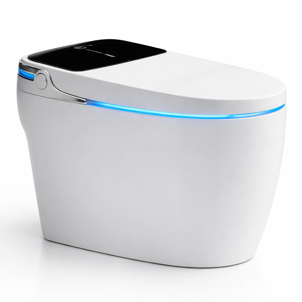 Smart Toilet with Tankless Bidet Wash, Auto Open Lid, 1.28 Gallons Auto Dual Flush, Heat Seat, Warm Wash/Dryer, Soft Closing, Remote Control