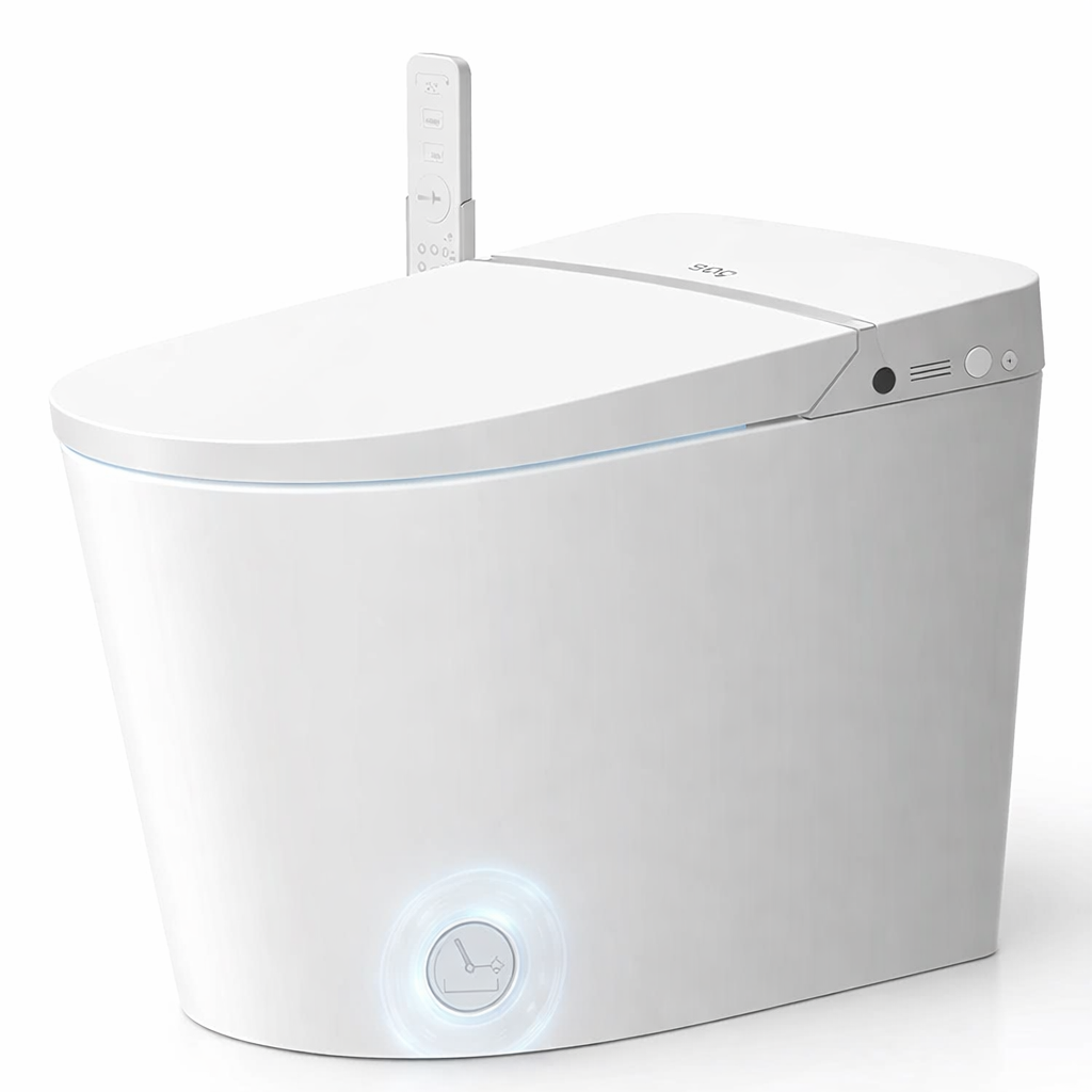 Smart Toilet Bidet Built in Tank,With Low Noise Flushing System,Blackout Flush,Auto Open/Close Lid, Auto Flush/Dual Flush, Foot Sensor Operation