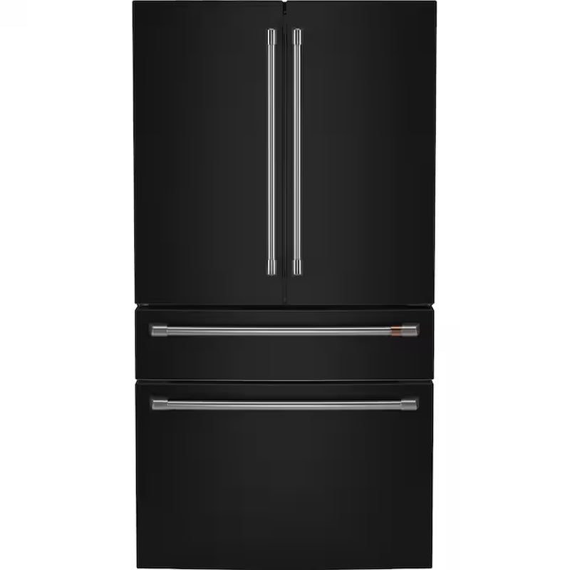 Standard-Depth 27.8-Cu Ft 4 -Door 36-In Wide Smart Compatible French Door Refrigerator with Ice Maker with Water and Ice Dispenser ( Matte White with Brushed Bronze Handles ) ENERGY STAR Certified