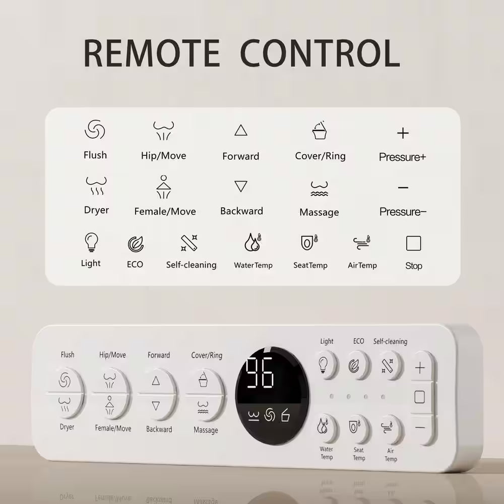 Elongated Smart Toilet Luxury Smart Toilet with Bidet Seat Auto Open and Close, Auto Flush, Foot Sensor Operation