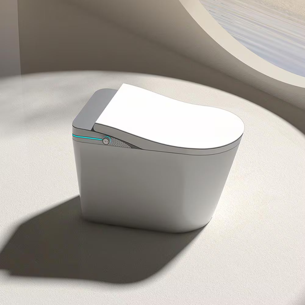 1.28GPF Auto Open Close Lid Elongated Smart Bidet Toilet in White with Heated Seat Warm Washing Air Dryer LED Display