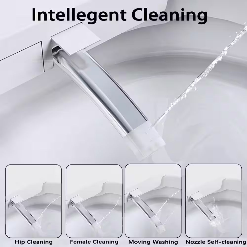 1.28GPF Auto Open Close Lid Elongated Smart Bidet Toilet in White with Heated Seat Warm Washing Air Dryer LED Display