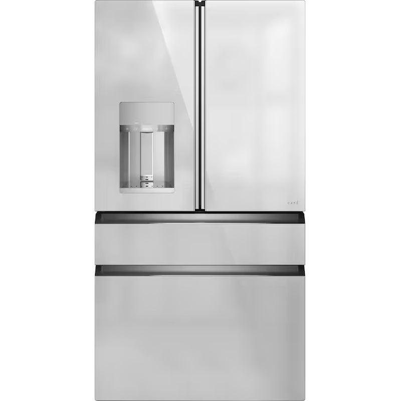 Standard-Depth 27.8-Cu Ft 4 -Door 36-In Wide Smart Compatible French Door Refrigerator with Ice Maker with Water and Ice Dispenser ( Matte White with Brushed Bronze Handles ) ENERGY STAR Certified