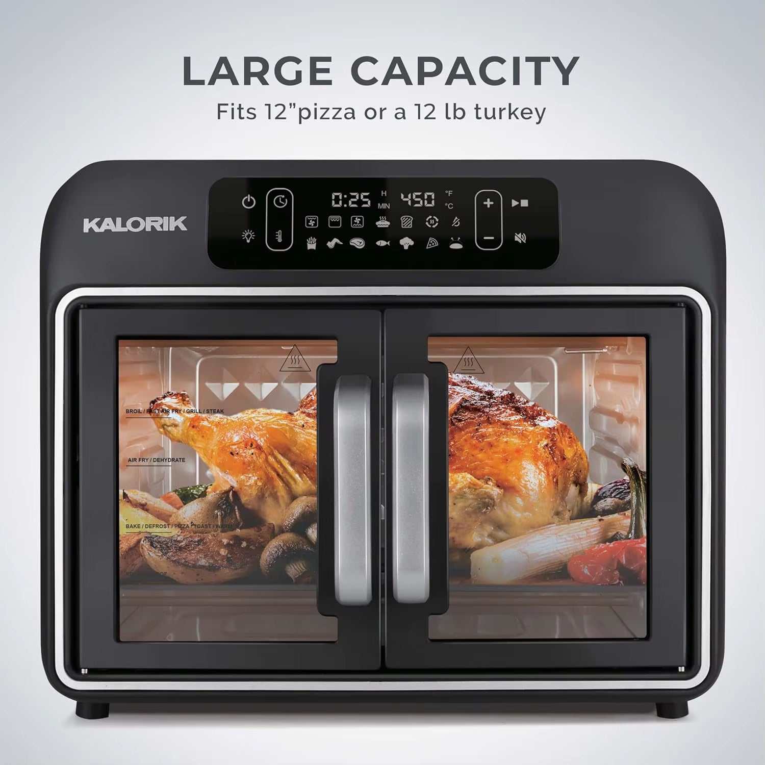 26-Quart Air Fryer Convection Oven, Dual Speed Fan, 14 Smart Presets, 1700W, Black