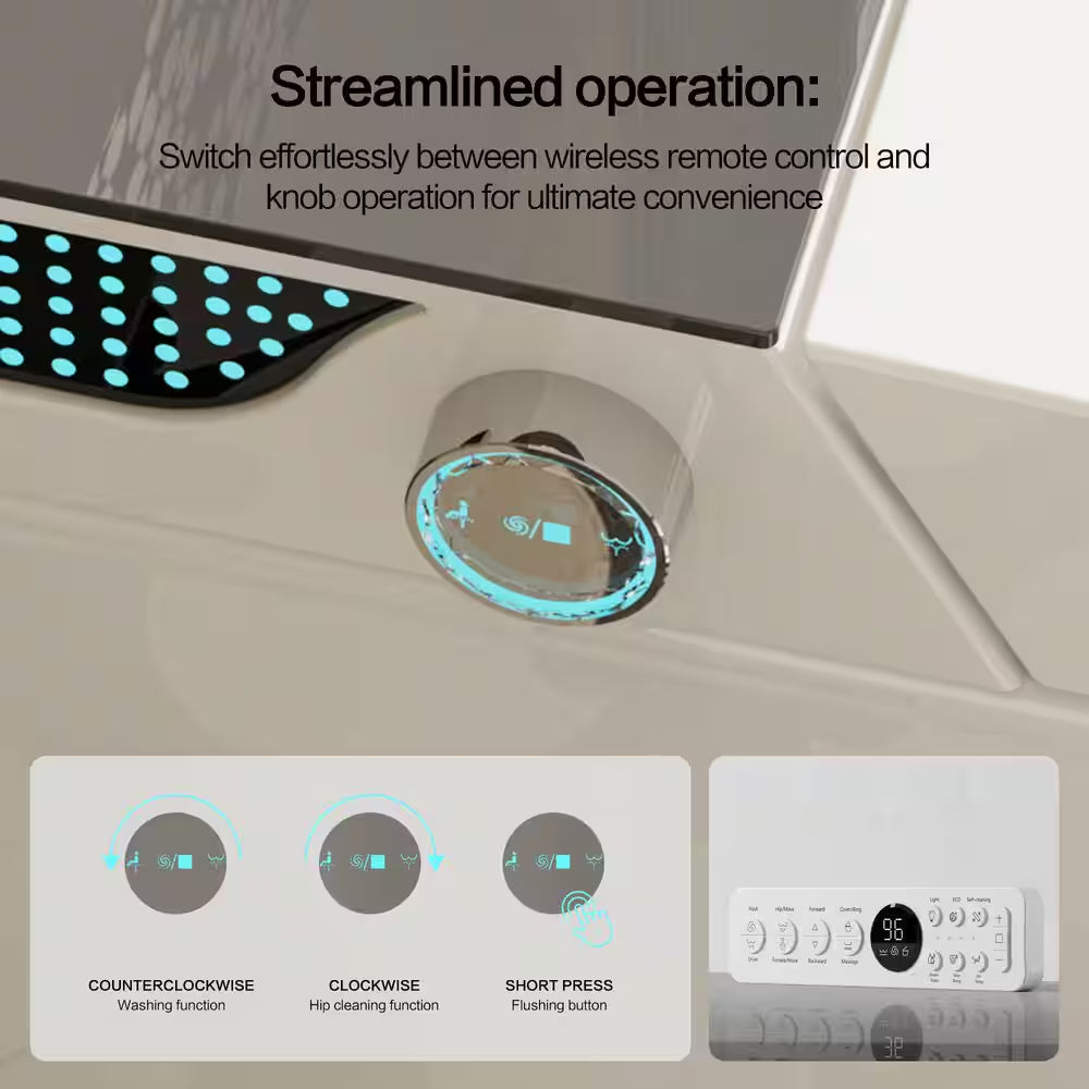 Elongated Smart Toilet Luxury Smart Toilet with Bidet Seat Auto Open and Close, Auto Flush, Foot Sensor Operation