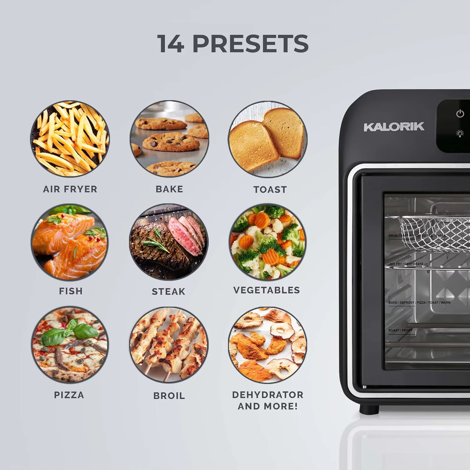26-Quart Air Fryer Convection Oven, Dual Speed Fan, 14 Smart Presets, 1700W, Black