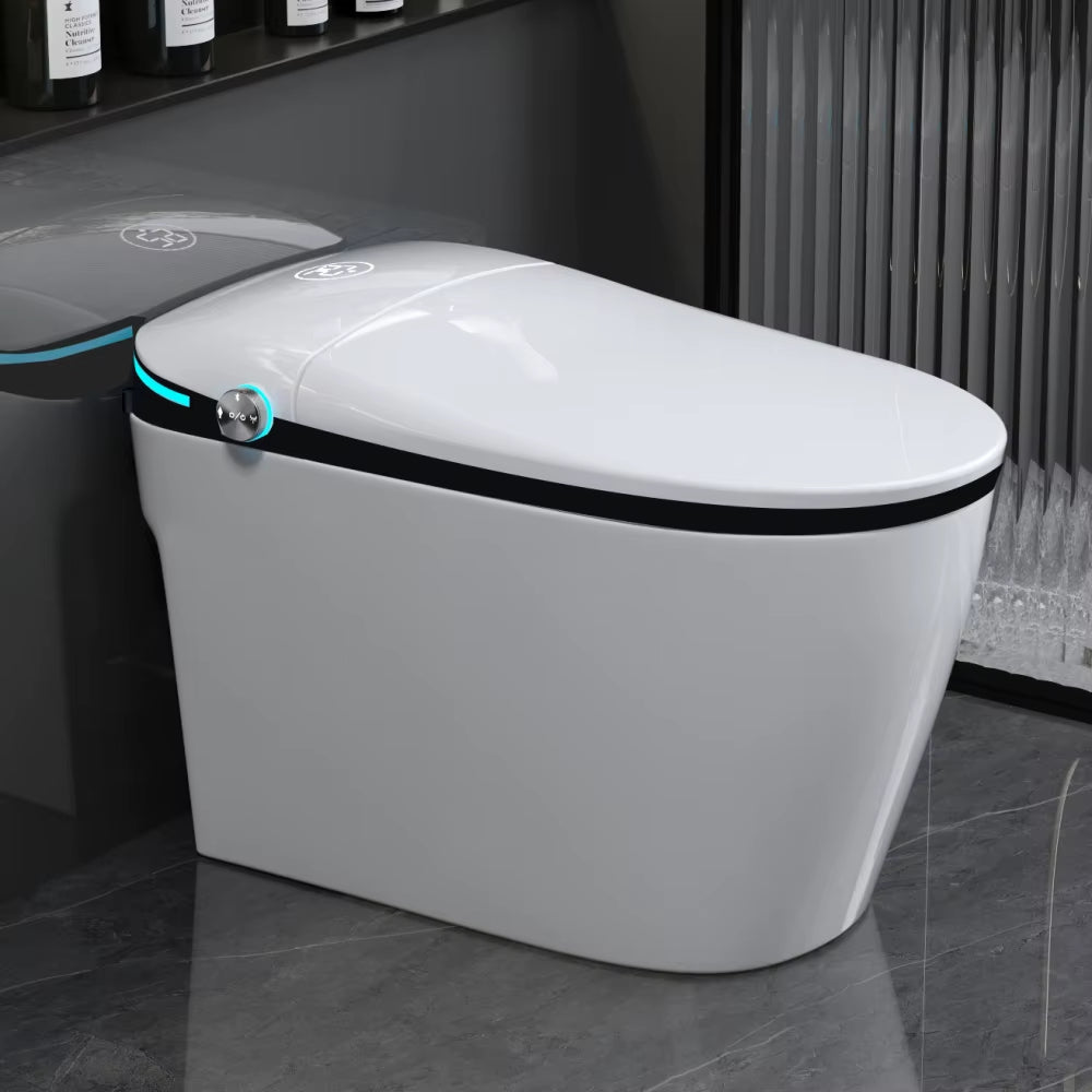 Luxury Smart Toilet with Bidet Seat Built-In, Intelligent Toilet Auto Open/Close Seat, Foot Sensor, LED Display,Night Light