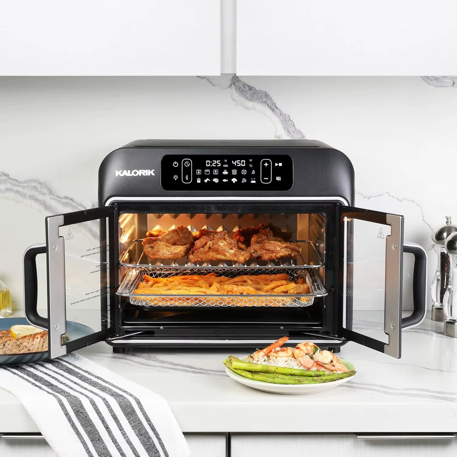 26-Quart Air Fryer Convection Oven, Dual Speed Fan, 14 Smart Presets, 1700W, Black