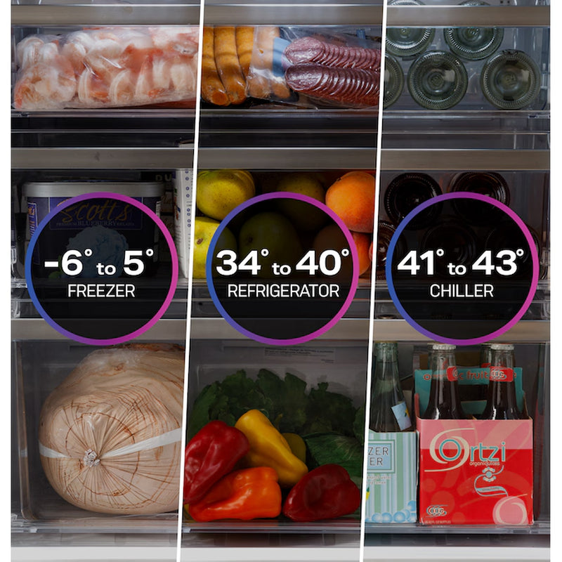 Profile Standard-Depth 28-Cu Ft 4 -Door 36-In Wide Smart Compatible French Door Refrirator with Ice Maker with Water Dispenser and Door within Door ( Finrprint-Resistant Stainless Steel ) ENERGY STAR Certified