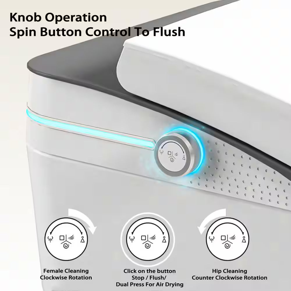 1.28GPF Auto Open Close Lid Elongated Smart Bidet Toilet in White with Heated Seat Warm Washing Air Dryer LED Display
