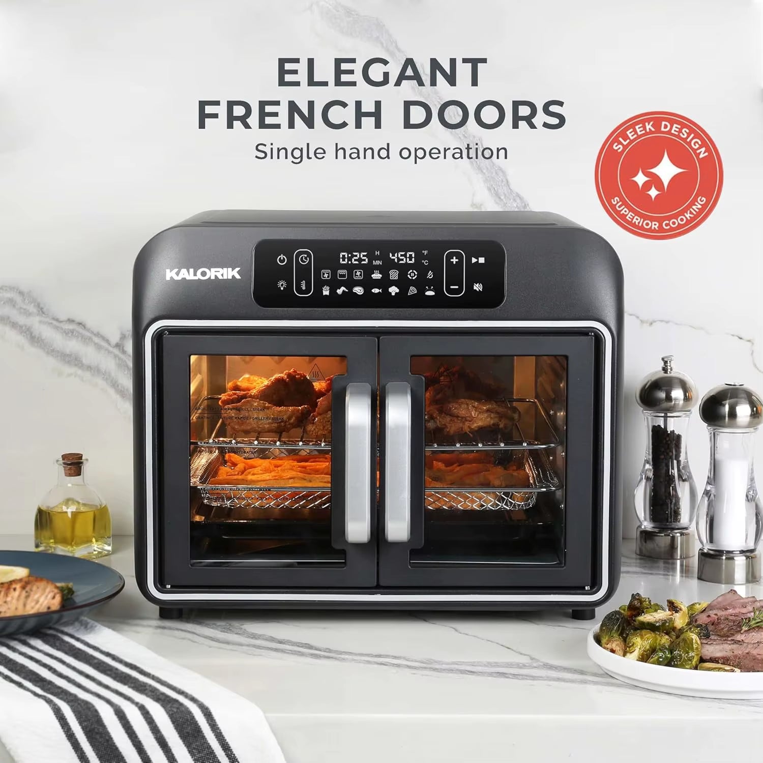 26-Quart Air Fryer Convection Oven, Dual Speed Fan, 14 Smart Presets, 1700W, Black