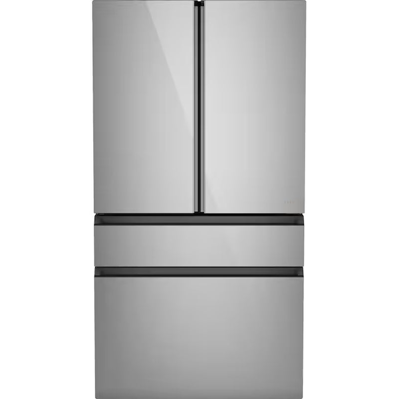 Standard-Depth 27.8-Cu Ft 4 -Door 36-In Wide Smart Compatible French Door Refrigerator with Ice Maker with Water and Ice Dispenser ( Matte White with Brushed Bronze Handles ) ENERGY STAR Certified