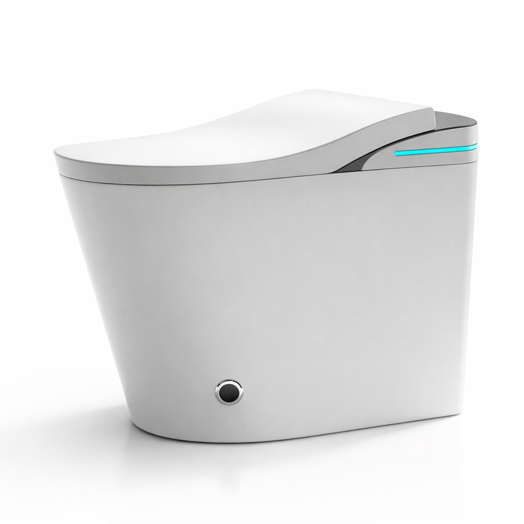 1.28GPF Auto Open Close Lid Elongated Smart Bidet Toilet in White with Heated Seat Warm Washing Air Dryer LED Display