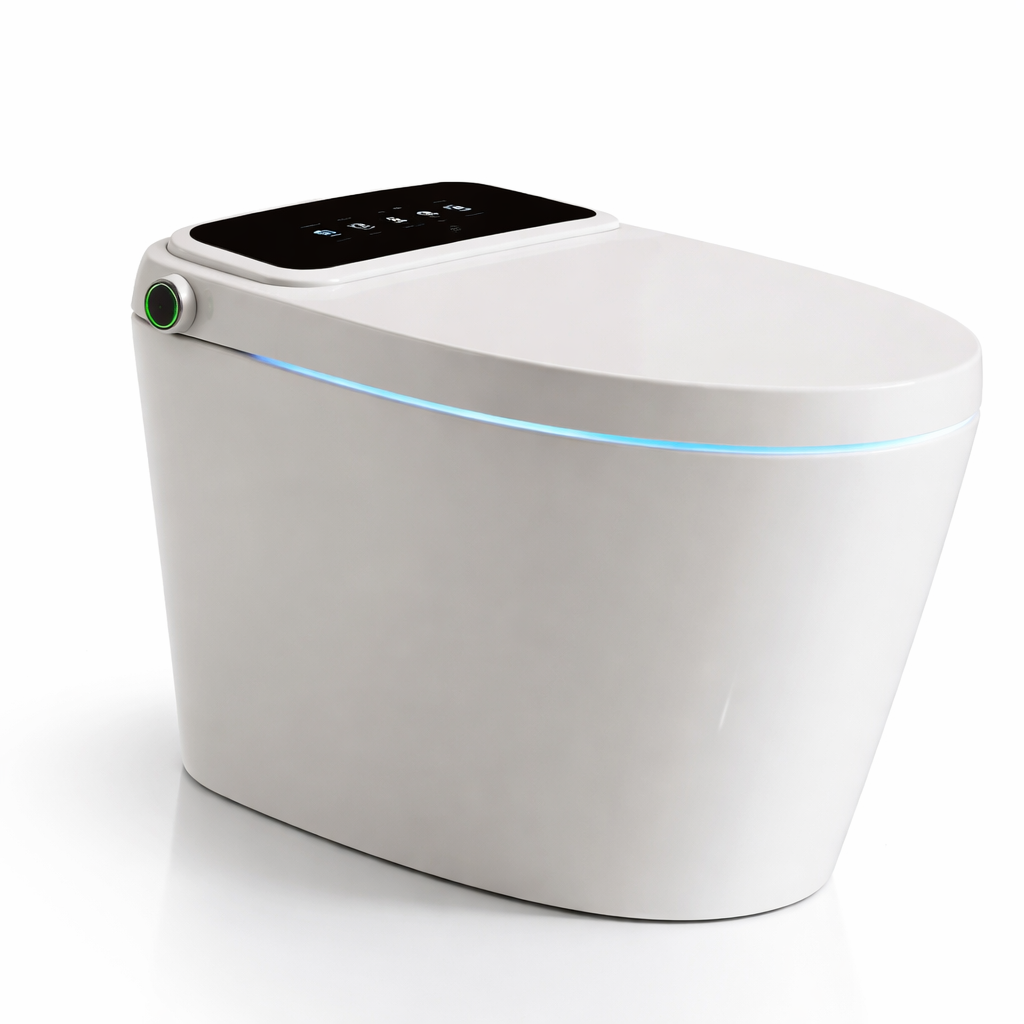 Smart Toilet with Tankless Bidet Wash, Auto-Open Lid/Seat, 1.28 Gallons Auto Dual Flush, Heat Seat, Warm Wash/Dryer, Soft Closing, Remote Control