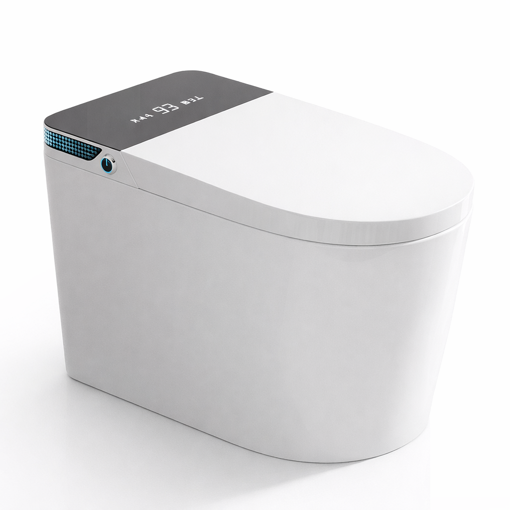Elongated Smart Toilet Luxury Smart Toilet with Bidet Seat Auto Open and Close, Auto Flush, Foot Sensor Operation