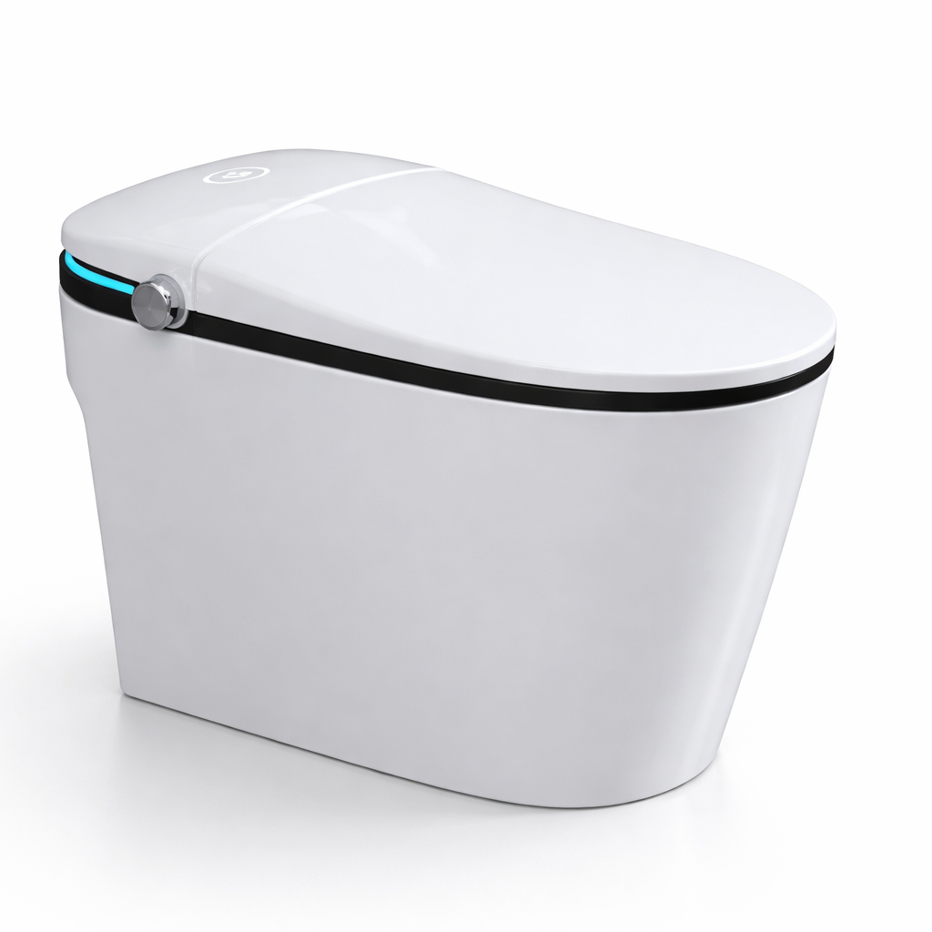 Luxury Smart Toilet with Bidet Seat Built-In, Intelligent Toilet Auto Open/Close Seat, Foot Sensor, LED Display,Night Light