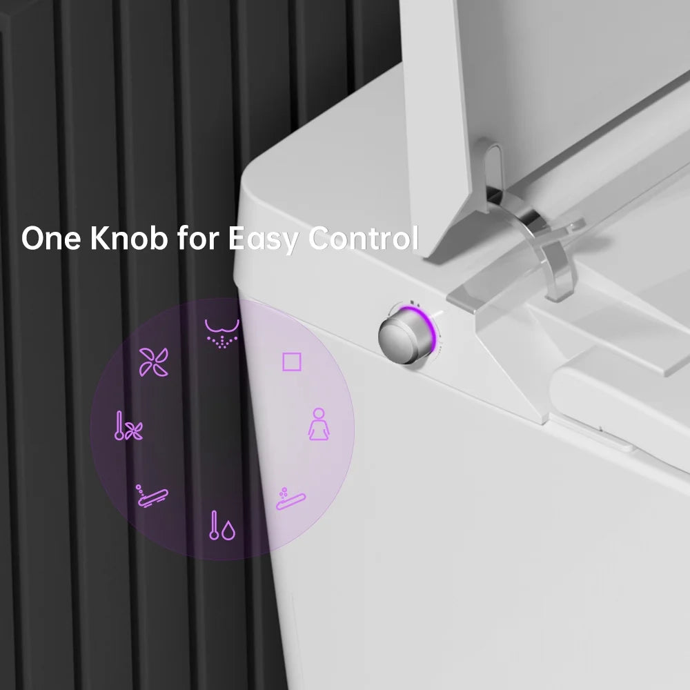 Smart Toilet Bidet Built in Tank,With Low Noise Flushing System,Blackout Flush,Auto Open/Close Lid, Auto Flush/Dual Flush, Foot Sensor Operation