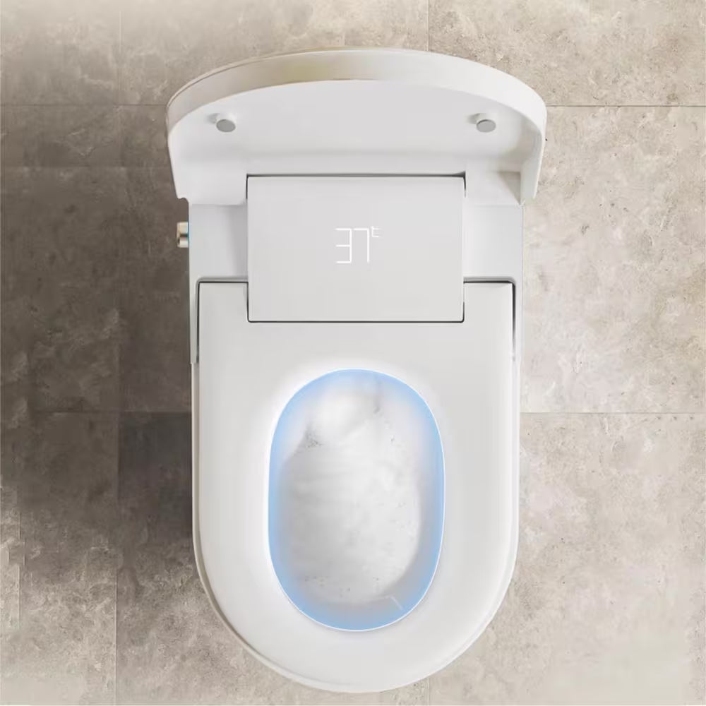 1.28GPF Auto Open Close Lid Elongated Smart Bidet Toilet in White with Heated Seat Warm Washing Air Dryer LED Display