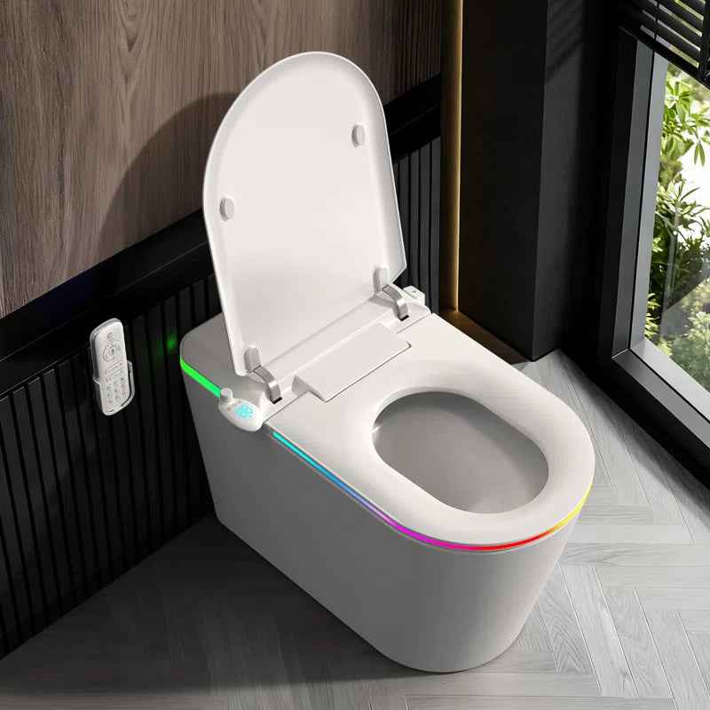 Nordic Smart Toilet with Bidet and Auto-Open Lid, Soft-Closing Heat Seat, Tankless 1.28 Gallons Auto Dual Flush, Massage Clean, Warm Wash/Dryer, Aroma Diffuser, Remote Control