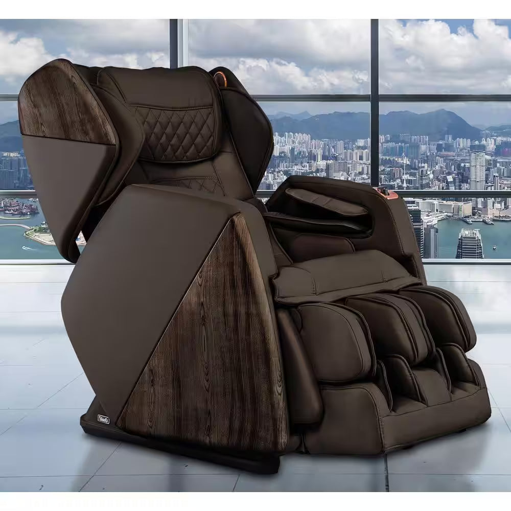 Pro Soho Series Brown Faux Leather Reclining 4D Massage Chair with Bluetooth Speakers