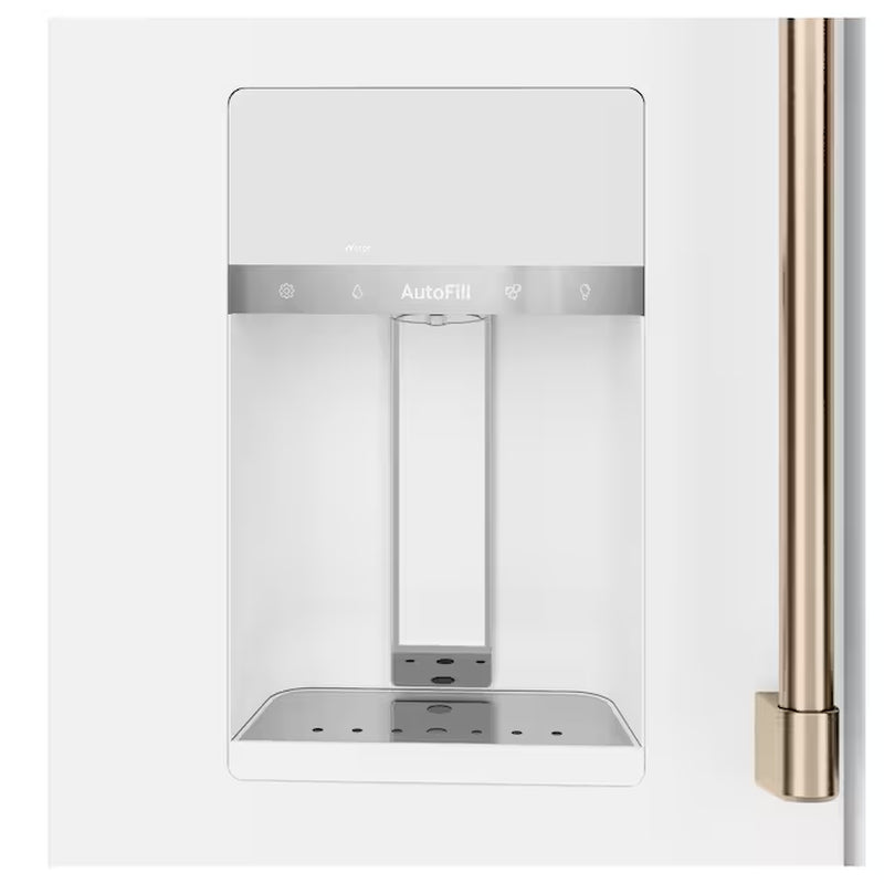 Standard-Depth 27.8-Cu Ft 4 -Door 36-In Wide Smart Compatible French Door Refrigerator with Ice Maker with Water and Ice Dispenser ( Matte White with Brushed Bronze Handles ) ENERGY STAR Certified