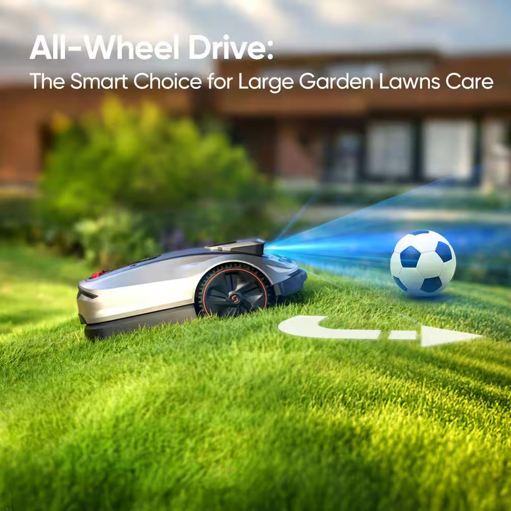 X5 Wireless 8 In. Robot Lawn Mower 0.5 Acre / 21500 Sq. Ft., All-Wheel-Drive, App Control, AI Obstacle Avoidance and RTK