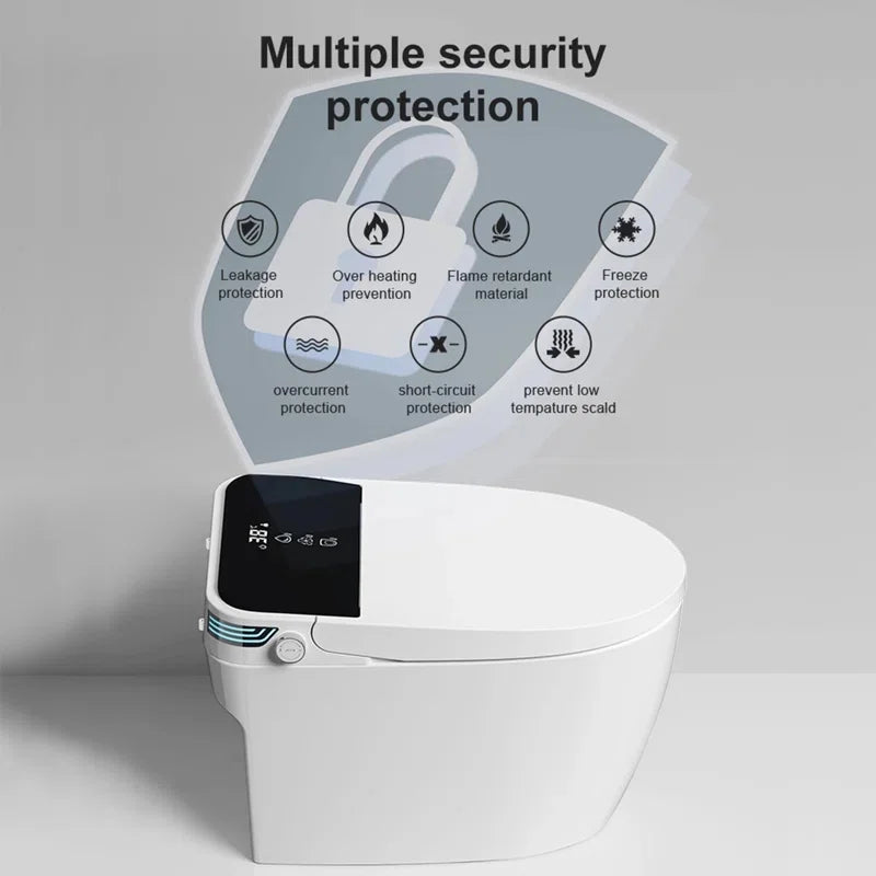 Smart Toilet with Tankless Bidet Wash, Auto Open Lid, 1.28 Gallons Auto Dual Flush, Heat Seat, Warm Wash/Dryer, Soft Closing, Remote Control