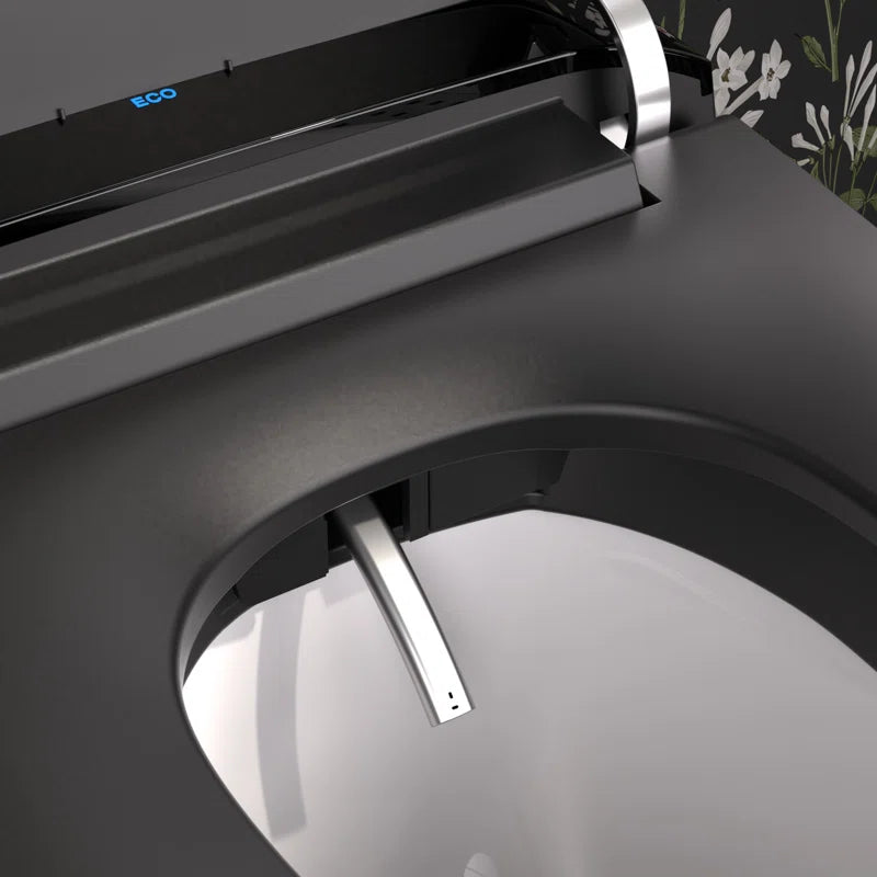 Black Smart Toilet with Advance Bidet and Auto-Open Lid, Soft-Closing Heat Seat, Tankless Auto Dual Flush, Massage Clean, Warm Wash/Dryer, Remote Control
