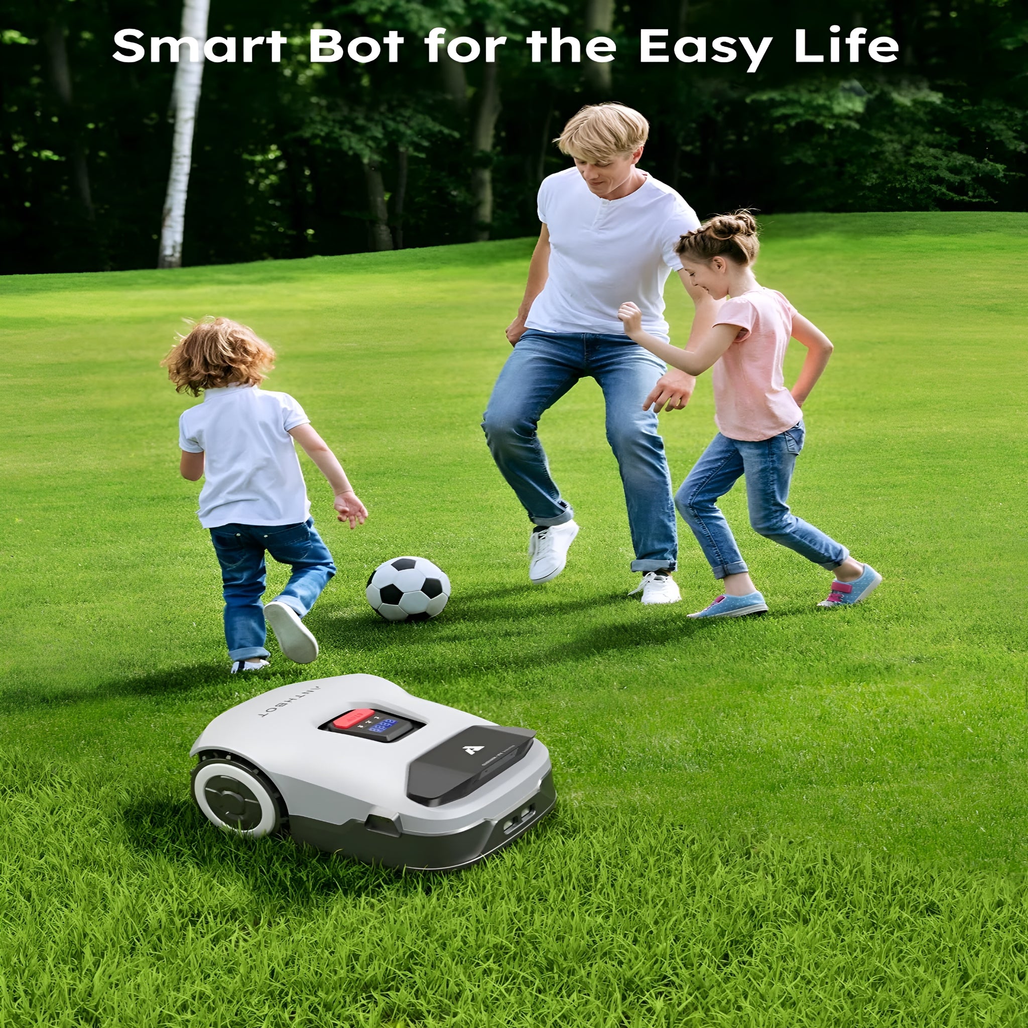 Genie 3000 Robotic Lawn Mower Covers up to 0.9 Acres, Full Band RTK + 4-Eye Vision, AI Smart Obstacle Avoidance & Lawn Maintenance