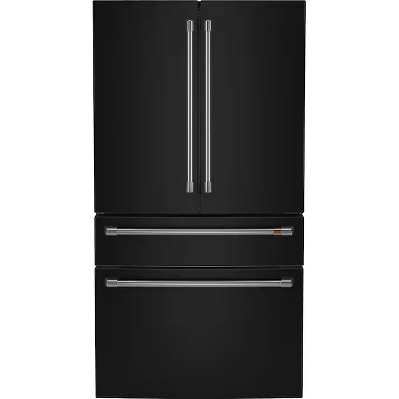 Standard-Depth 27.8-Cu Ft 4 -Door 36-In Wide Smart Compatible French Door Refrigerator with Ice Maker with Water and Ice Dispenser ( Matte White with Brushed Bronze Handles ) ENERGY STAR Certified