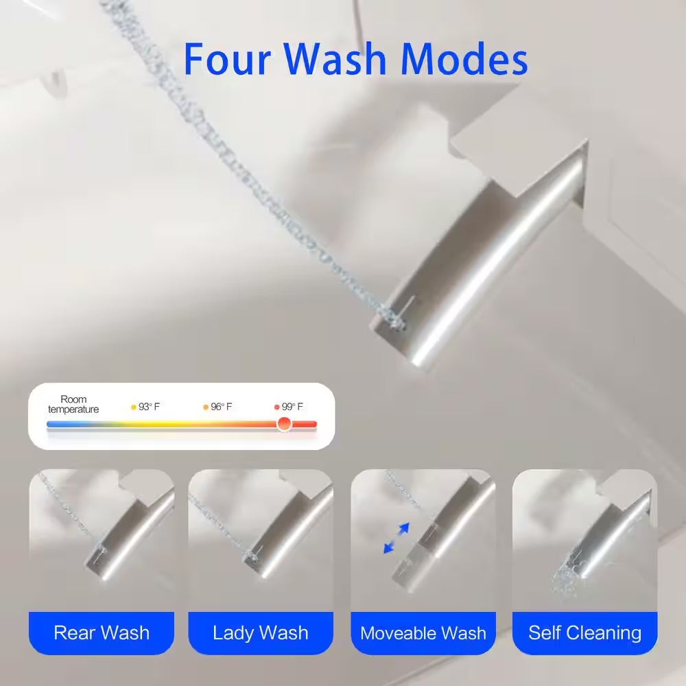 Elongated Smart Toilet Luxury Smart Toilet with Bidet Seat Auto Open and Close, Auto Flush, Foot Sensor Operation