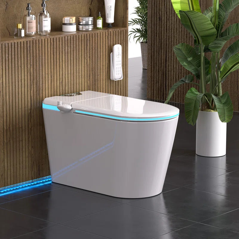 Nordic Smart Toilet with Bidet and Auto-Open Lid, Soft-Closing Heat Seat, Tankless 1.28 Gallons Auto Dual Flush, Massage Clean, Warm Wash/Dryer, Aroma Diffuser, Remote Control