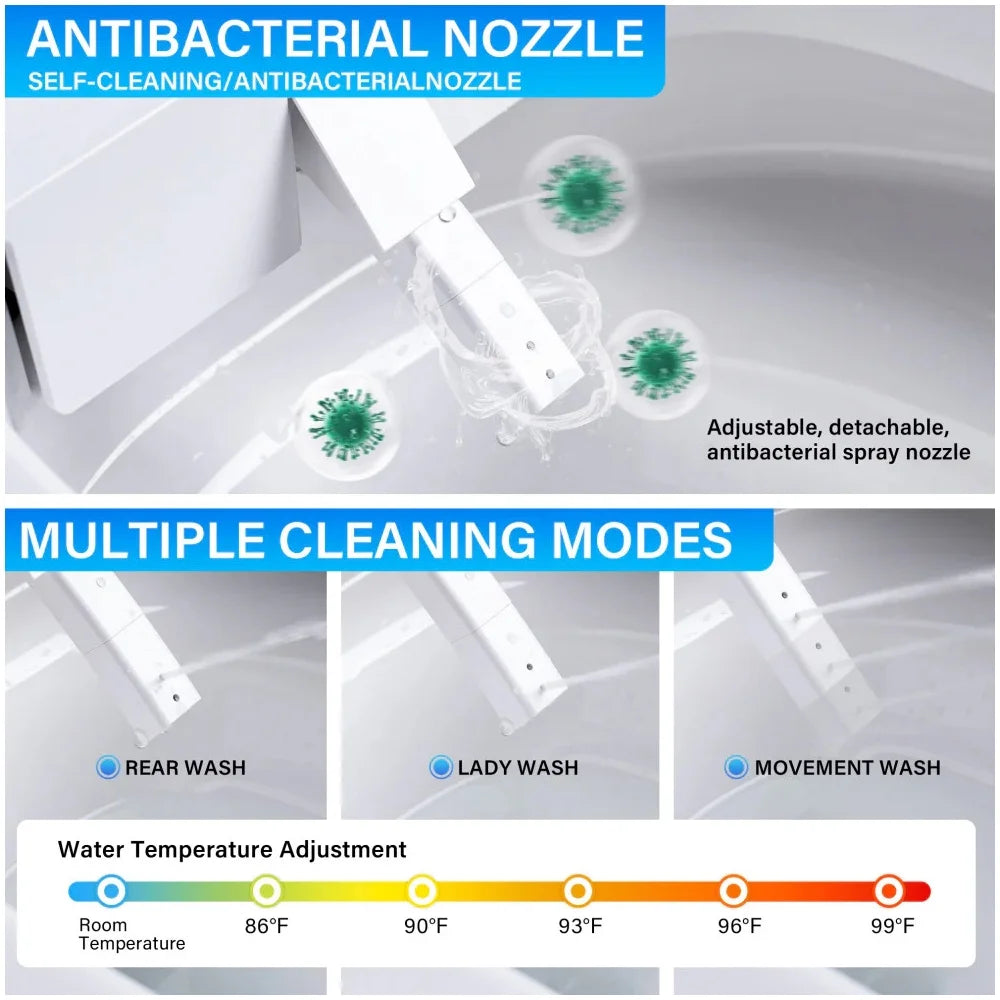 Smart Toilet Bidet Built in Tank,With Low Noise Flushing System,Blackout Flush,Auto Open/Close Lid, Auto Flush/Dual Flush, Foot Sensor Operation