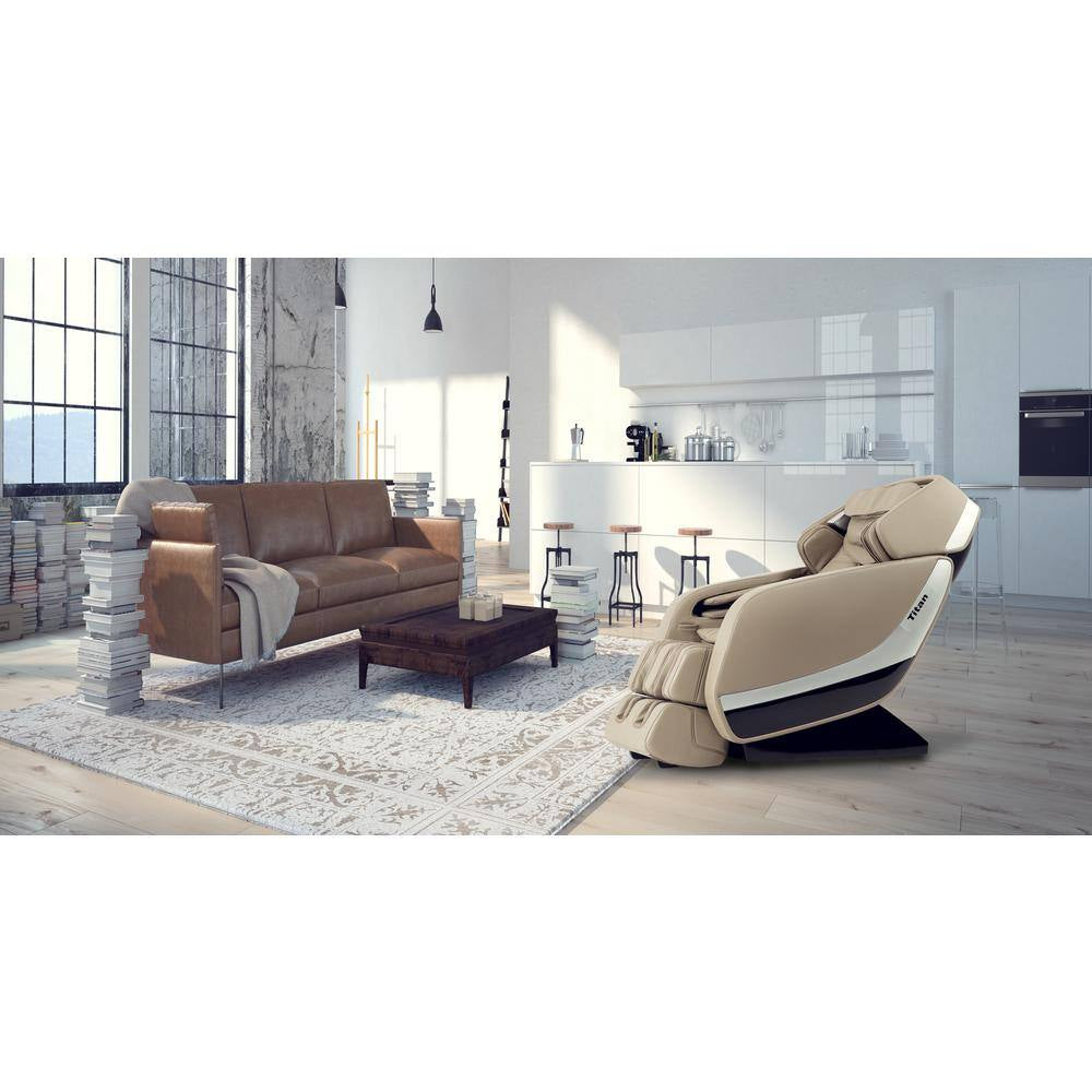 Jupiter XL Series Grey Faux Leather Reclining 3D Massage Chair with 3D L-Track, Bluetooth Speakers, XL Height Capacity