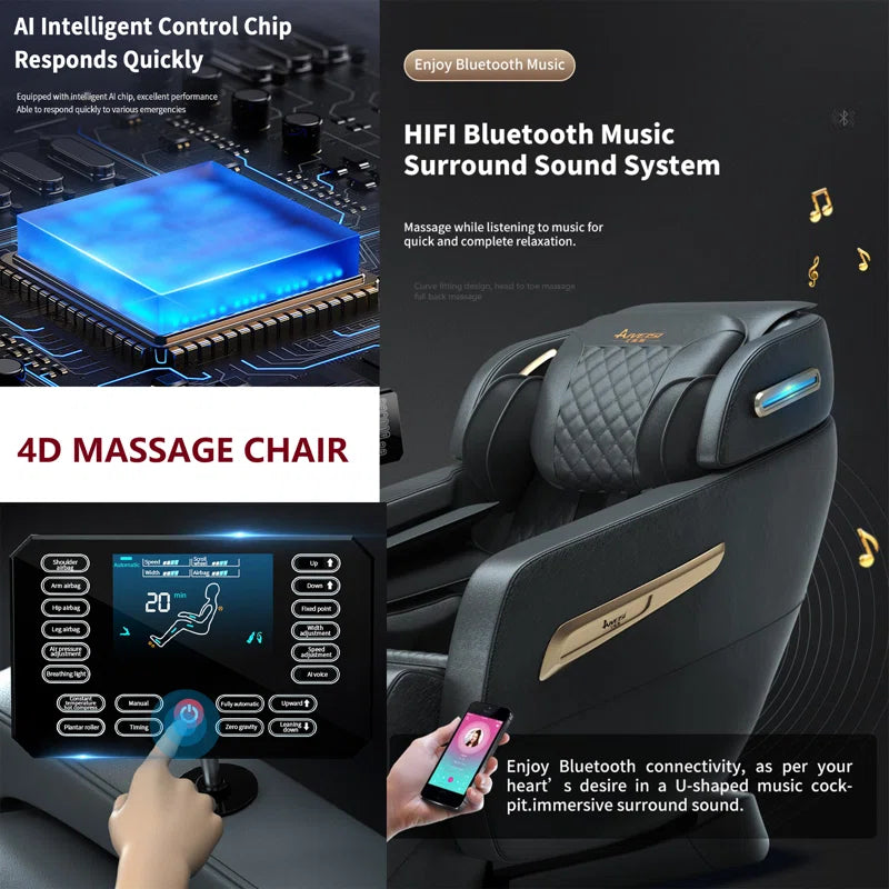 Lashayna Full Body 4D Massage Chair with Zero Gravity, AI Voice Control, Heat Therapy, 58" SL Track, 48 Airbags - King Size Design, Customizable Massage Programs, Perfect for Home Relaxation