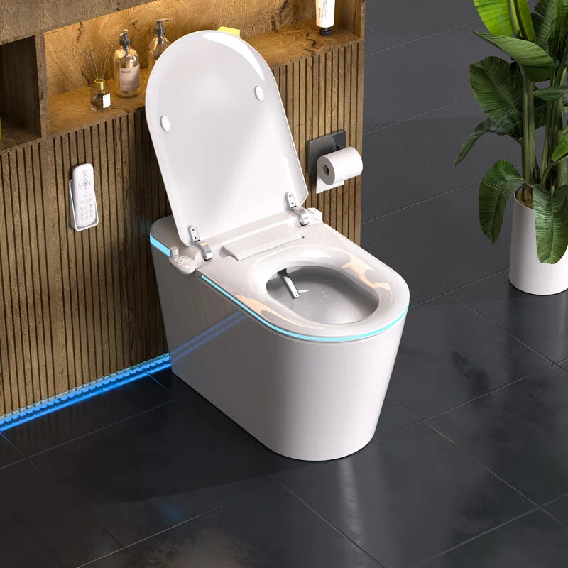 Nordic Smart Toilet with Bidet and Auto-Open Lid, Soft-Closing Heat Seat, Tankless 1.28 Gallons Auto Dual Flush, Massage Clean, Warm Wash/Dryer, Aroma Diffuser, Remote Control