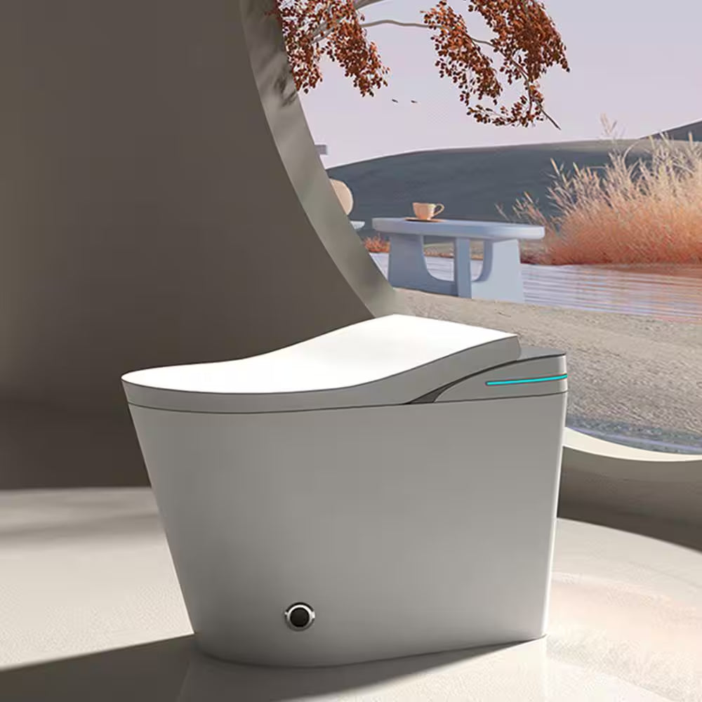 1.28GPF Auto Open Close Lid Elongated Smart Bidet Toilet in White with Heated Seat Warm Washing Air Dryer LED Display