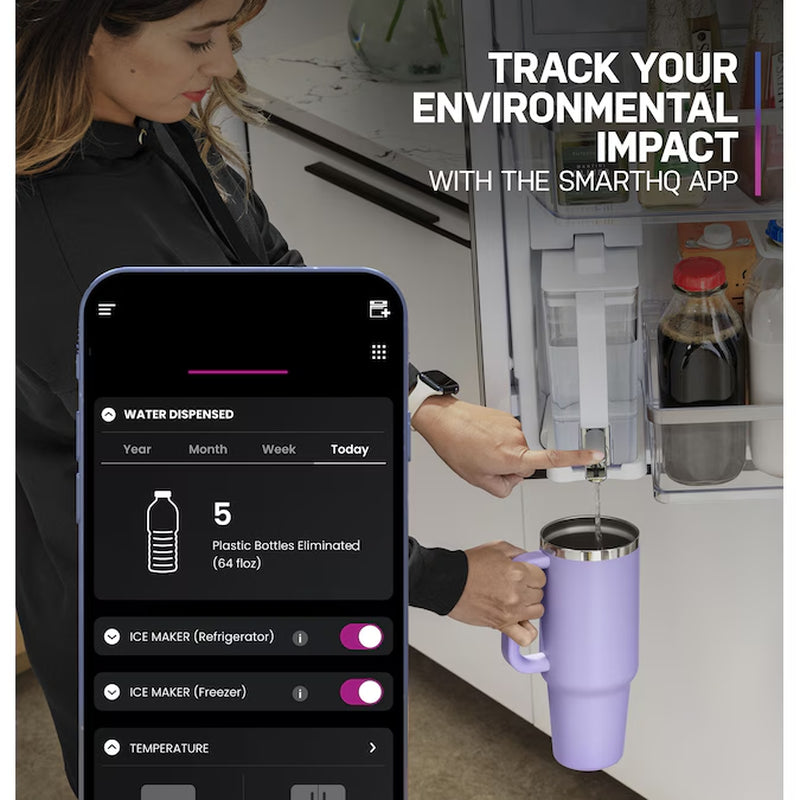 Profile Standard-Depth 28-Cu Ft 4 -Door 36-In Wide Smart Compatible French Door Refrirator with Ice Maker with Water Dispenser and Door within Door ( Finrprint-Resistant Stainless Steel ) ENERGY STAR Certified