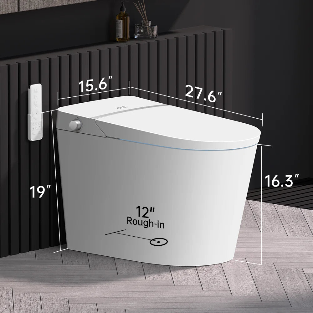 Smart Toilet Bidet Built in Tank,With Low Noise Flushing System,Blackout Flush,Auto Open/Close Lid, Auto Flush/Dual Flush, Foot Sensor Operation